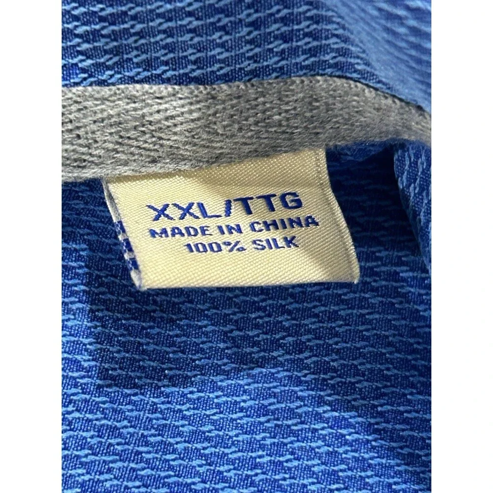 Tommy Bahama 100% Silk Men’s Shirt  Short Sleeve Button Down Blue 2XL Camp Shirt
